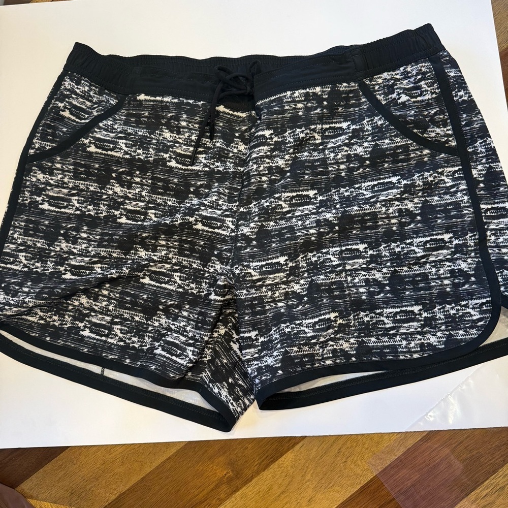 Lands' End Black and White Swim Shorts